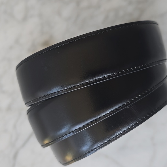 Cartier Black Leather Belt Gold Round Buckle Sz S - Picture 8 of 9